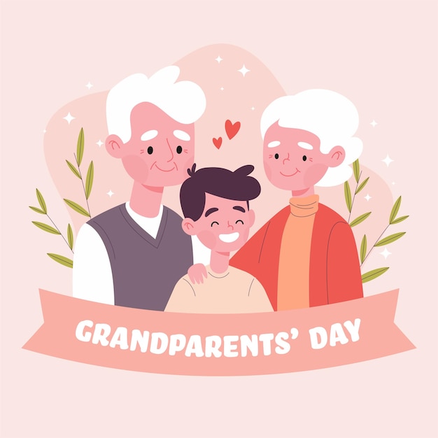 Porträt von großeltern und enkel happy großeltern tag illustration