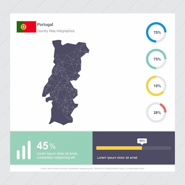 Portugal karte & flagge infografik vorlage