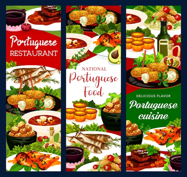 Portugal Restaurantgerichte portugiesische Essensbanner