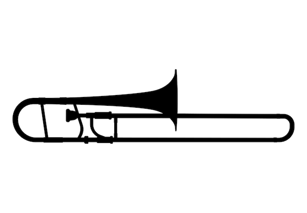 Posaune silhouette, sackbutt, messing-musikinstrument vektor