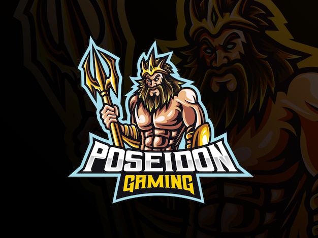 Poseidon maskottchen sport logo design