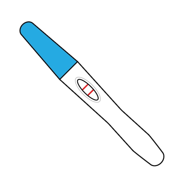 Positiver schwangerschaftstest mit blauem stabsymbol