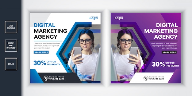 Post & web-banner der agentur für digitales marketing für soziale medien