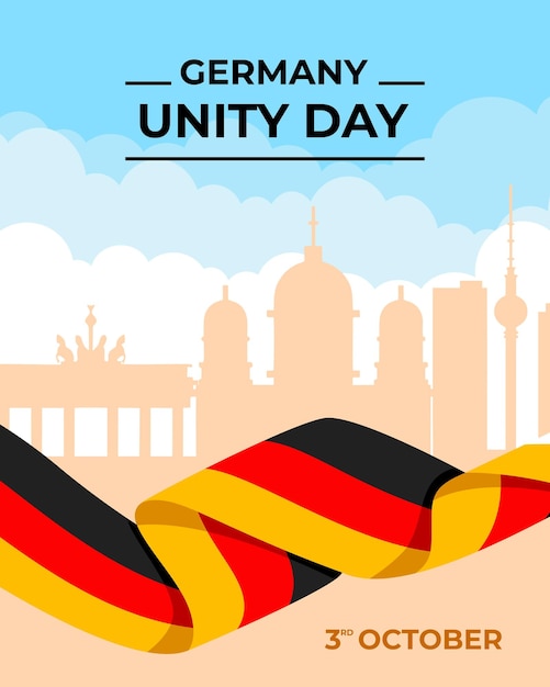 Poster für den deutschen Tag der glücklichen Einheit mit Flagge