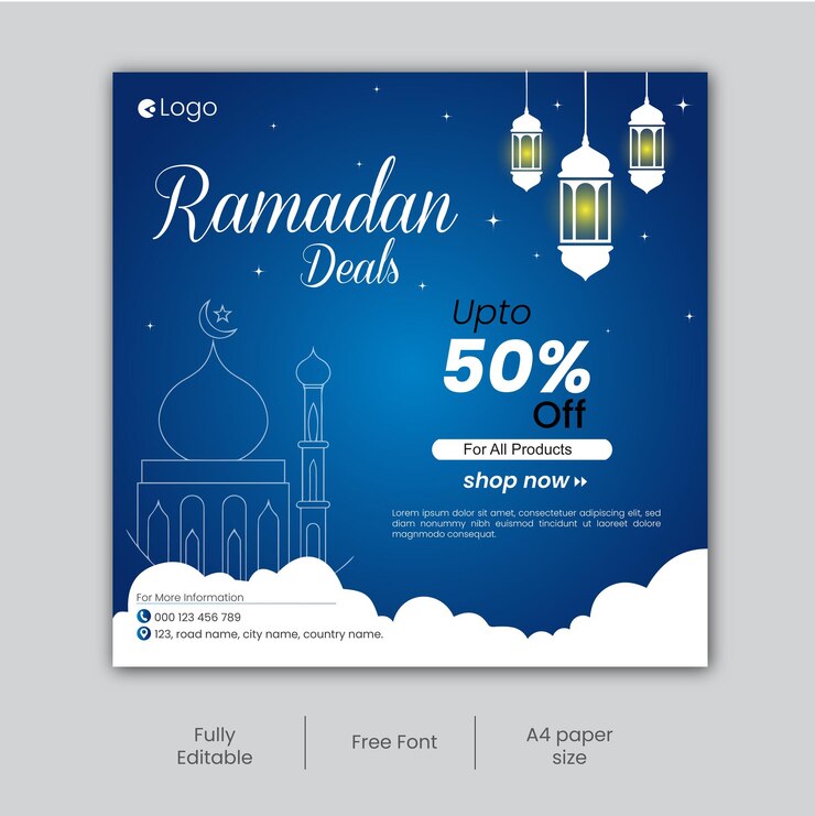 Poster für die sozialen Medien des Ramadan desogn vactor