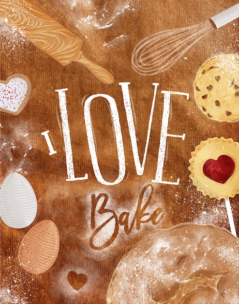 Vektor poster liebe backen handwerk