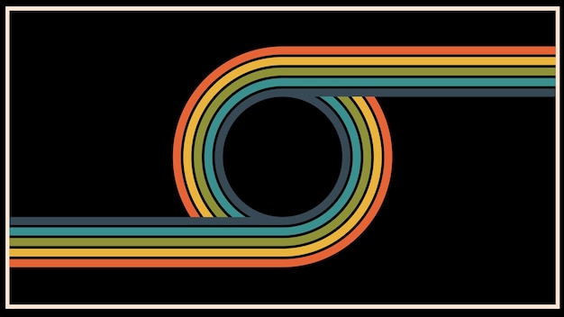 Poster mit abstrakten geometrischen Mustern im Retro-Stil, Vintage-Regenbogenfarblinien, einzeln in Schwarz gedruckt