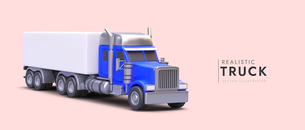 Poster mit realistischem 3D-LKW und Platz für Text Logistik- und Lieferservice-Konzept