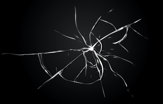 Poster mit zerbrochenem Glas, dunklem Hintergrund mit weißen Linien, beschädigter oder zerrissener Oberflächendesignelement