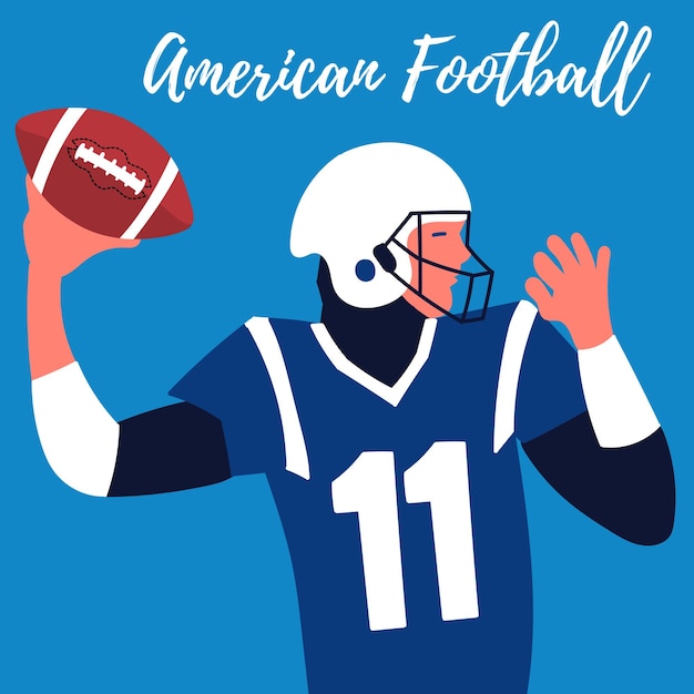 Poster rugby-spieler lässt quarterback american football rugby ball werfen
