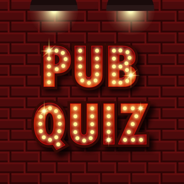 Poster zur ankündigung eines pub-quiz. wissenswertes licht