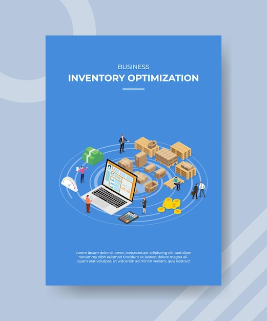 Postervorlage des inventaroptimierungskonzepts mit isometrischer stilvektorillustration