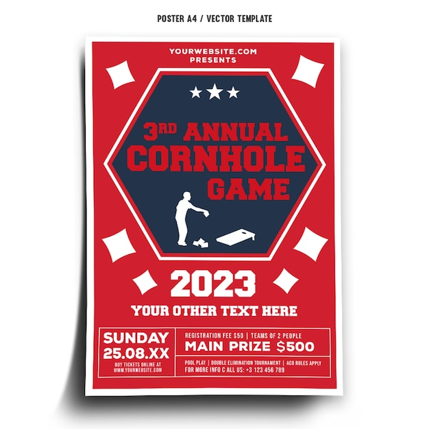 Postervorlage für das jährliche Cornhole-Spiel 2023