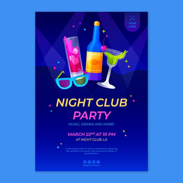 Vektor postervorlage für nachtclubs mit farbverlauf