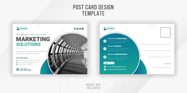 Postkartendesign für digitale marketinglösungen mit geometrischen formen und farbverlaufsformen