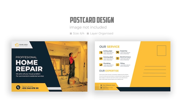 Vektor postkartendesign für heimreparaturen