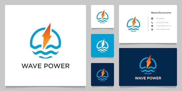 Power bolt energy und wasserwellen-logo-design