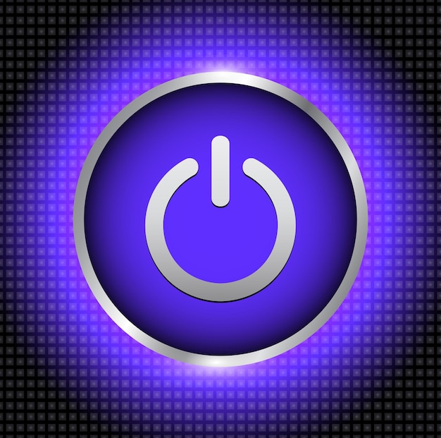 Power-Taste ibackground lila 3D-Vektor metallisch