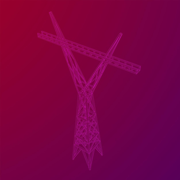 Power Transmission Tower Hochspannungsmast Drahtgitter Low-Poly-Mesh-Vektor-Illustration