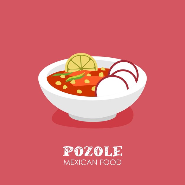 Vektor pozole mexikanischer lebensmittelillustrations-vektorvorrat