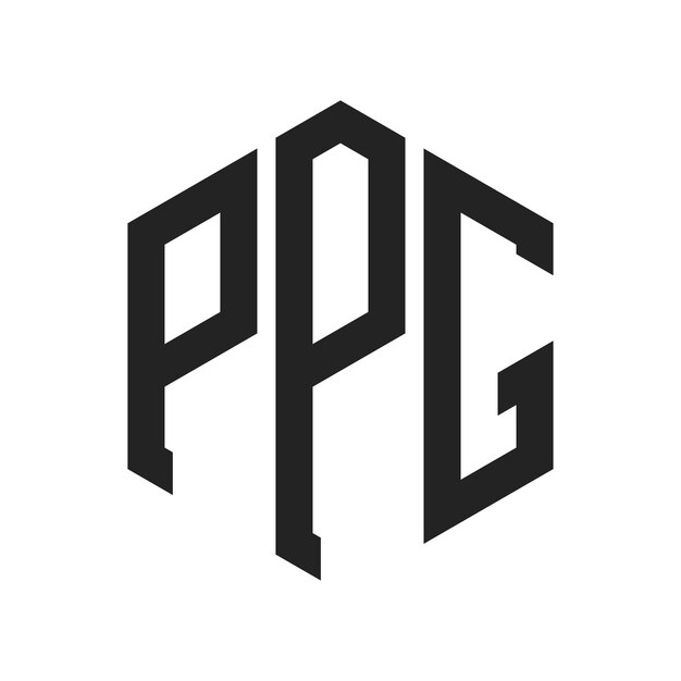 PPG-Logo-Design Anfangsbuchstaben PPG-Monogramm-Logo in sechseckiger Form