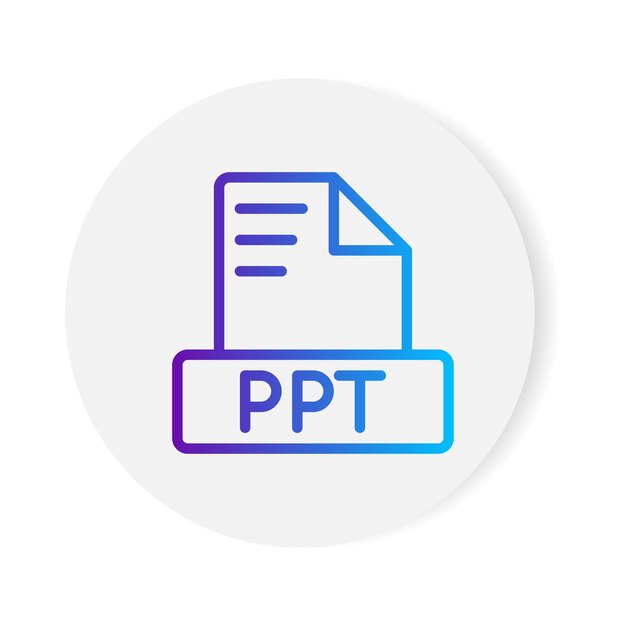 Ppt-Dokumentformat-Datei-Symbol mit Gradientenumriss-Vektorillustration