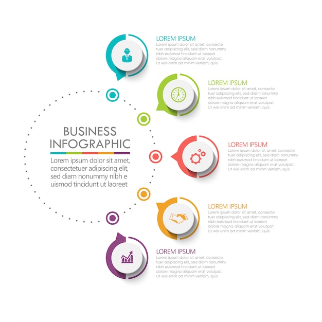 Präsentation business circle infographik vorlage mit 5 optionen.