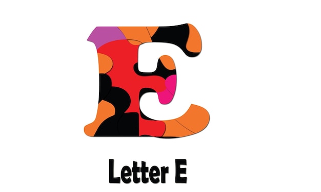 Präsentation des farbenfrohen Alphabetbuchstaben E-Logos