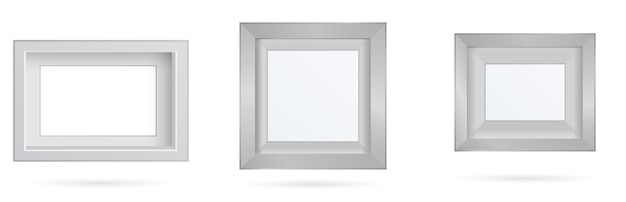 Präsentation rechteckiges Bilderrahmen-Designelement mit Schatten auf transparentem Hintergrund 3D-Brett-Bannerwand auf isolierter, sauberer, leerer Vektorgrafik EPS 10 für Fotobildtext