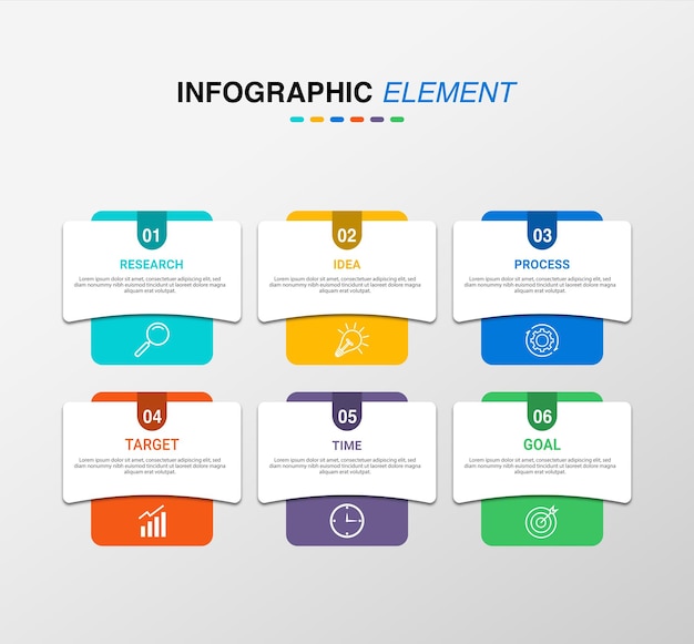 Präsentations-Business-Infografik-Vorlage mit 6 Optionen Infografik-Vorlage