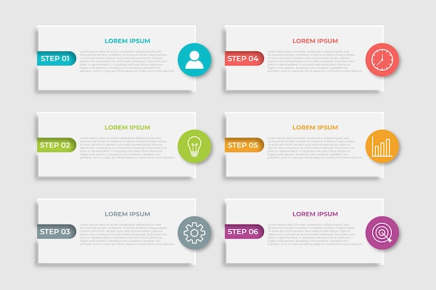 Präsentations-business-infografik-vorlage mit 6 optionen