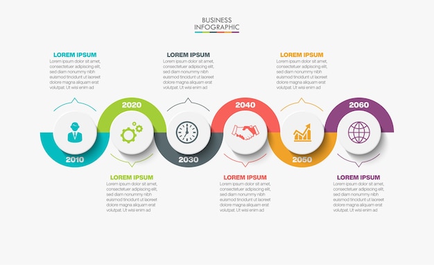 Präsentations-Business-Infografik-Vorlage mit 6 Optionen