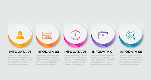 Präsentations-Business-Infographik-Vorlage mit 5 Optionen Vektorillustration