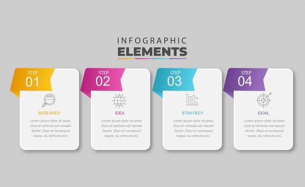 Präsentations-Business-Infographik-Vorlage mit Vektorillustration mit 4 Optionen
