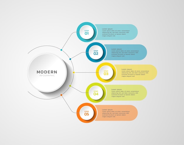 Präsentations-infographik-vorlage geschäftskonzept mit 5 schritten