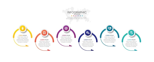 Präsentationsgeschäft infografik vorlage kreis mit 6 schritt