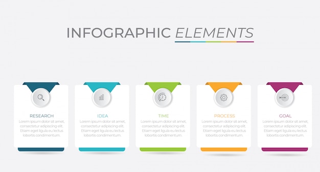 Präsentationsgeschäft infografik vorlage mit 5 optionen.