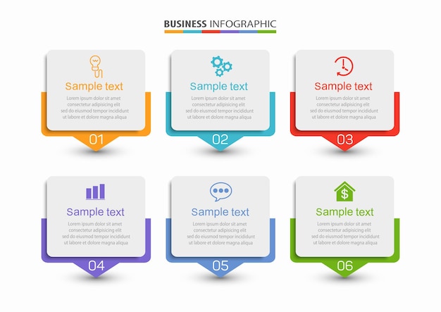 Präsentationsgeschäft Infografik Vorlage mit 6 Optionen