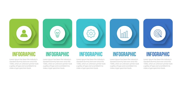 Präsentationsgeschäfts-infografik-vorlage mit 5 optionen vektor-illustration