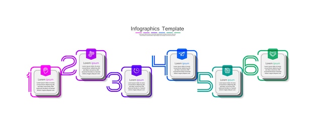 Präsentationsgeschäfts-infografik-vorlage mit sechs schritten