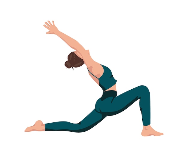 praktizierendes Yoga der Person, niedriges Ausfallschritt-Yoga, Frauenvektor