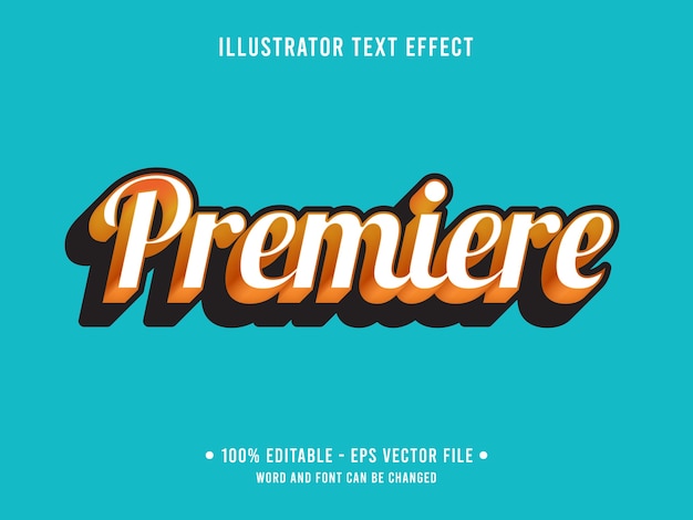 Vektor premiere bearbeitbarer texteffekt einfacher stil mit orange farbe