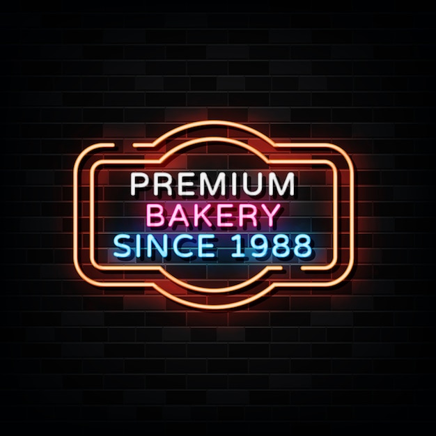 Premium bäckerei leuchtreklamen neon design style