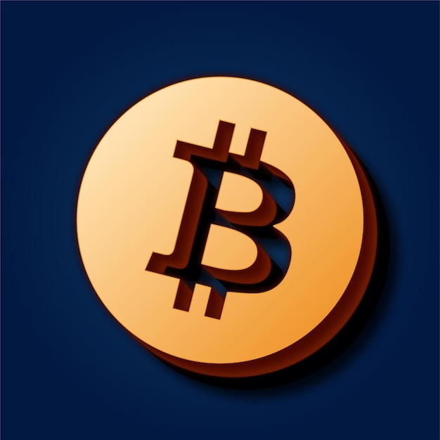Premium-blauer Hintergrund mit anspruchsvollem Gold-Bitcoin- oder Kryptowährungs-Symbol