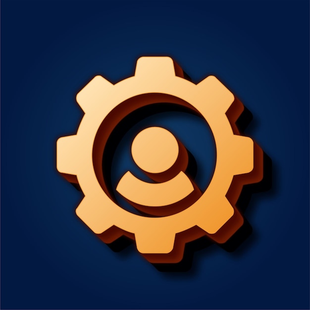 Premium-blauer Hintergrund mit einem ausgeklügelten goldenen Benutzerprozess-Symbol