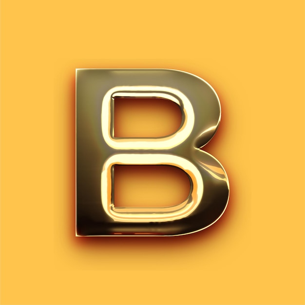 Premium-Chrom-Gold-Buchstaben-B-Symbol mit anpassbarem gelben Hintergrund