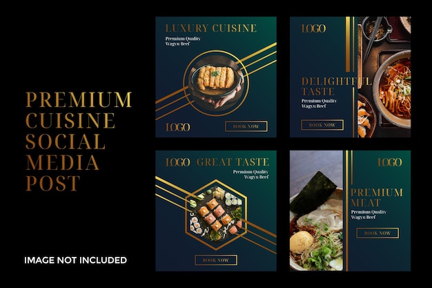 Premium cuisine social media post set