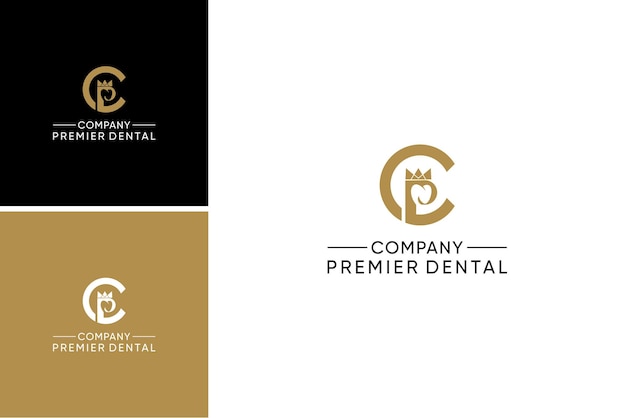 Premium-dentallogo mit buchstaben-cp-design