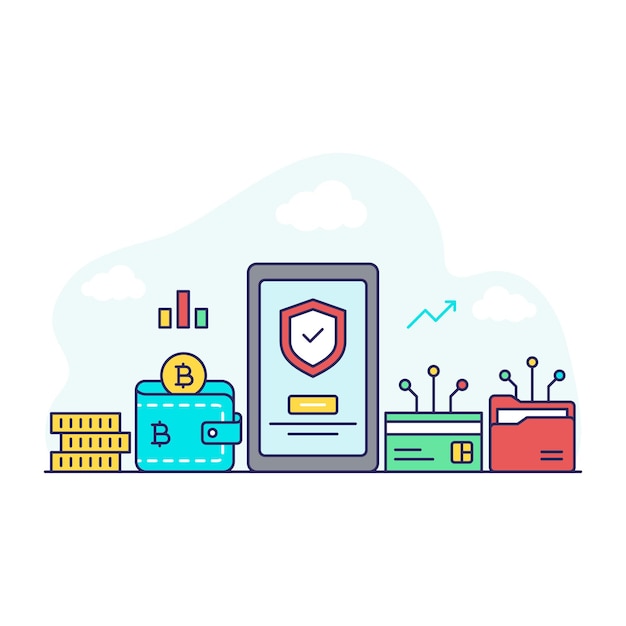Premium-Download-Illustration der mobilen Sicherheit