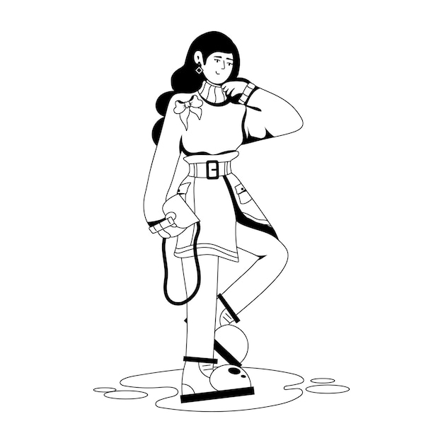 Premium-glyph-illustration der modellpose